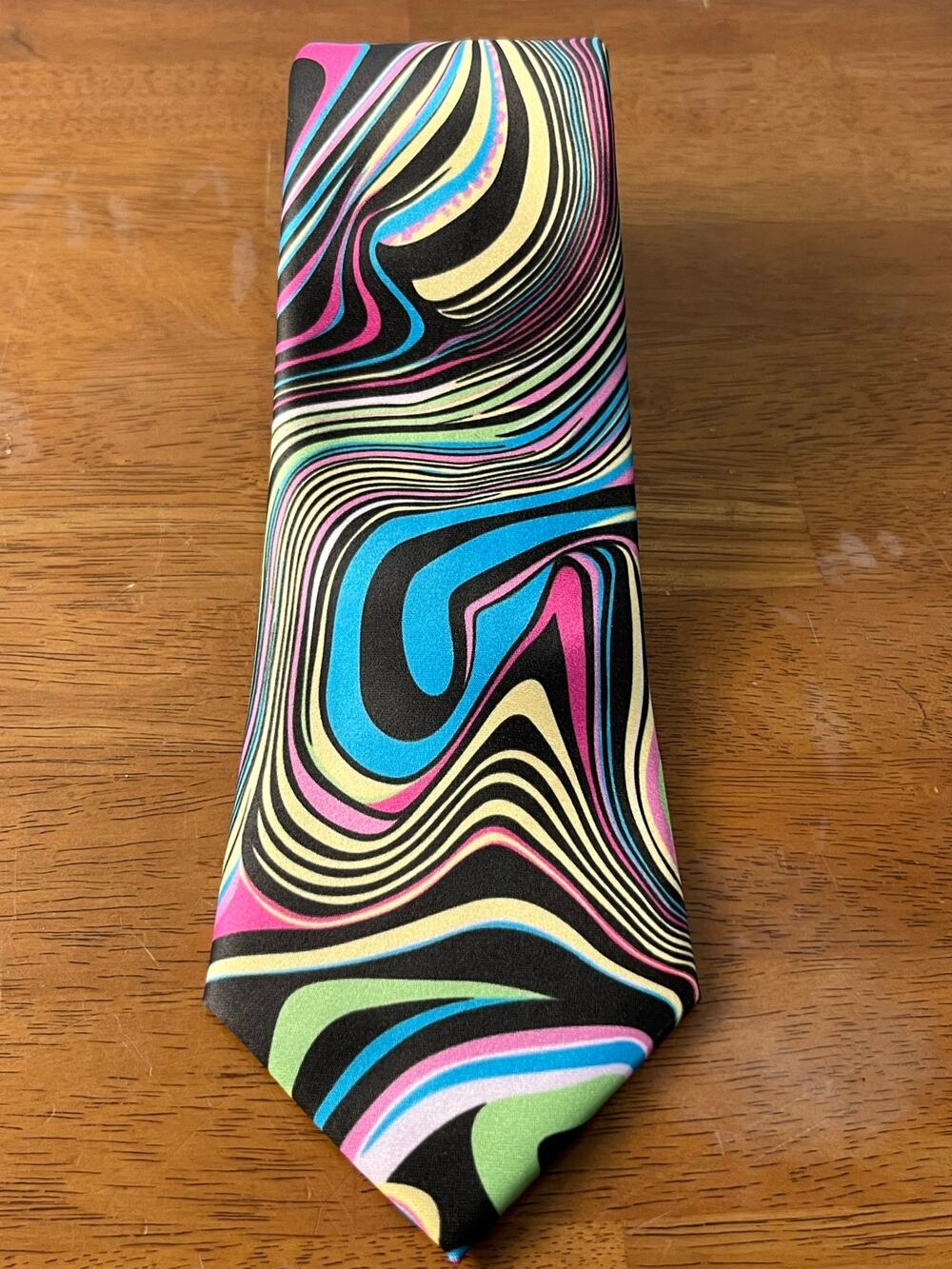 Barry Wang Silk Necktie Psychedelic Funky Prom Homecoming Glam Party NWT